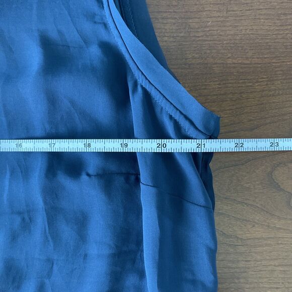 Simply Vera Vera Wang Sleeveless Blouse, Hi-Lo Hem, Sheer Accents-XL, Cadet Blue - Picture 12 of 13
